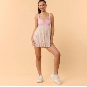 Blogilates women's sweetheart babydoll dress- floral NWR XS